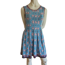 Max Studio Floral Dress Blue Sleeveless Women Medium Multicolor Knee Length - $16.93