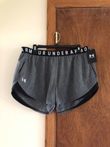 NWT UNDER ARMOUR Women&#39;s UA Heatgear Play Up 3.0 Twist Grey Running Shor... - $11.99