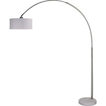 Modern 81-inch Arch Floor Lamp with White Drum Shade and Marble Base - £166.10 GBP