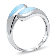 925 Sterling Silver Natural Dominica Larimar Ring Engagament Wedding Ring For Wo - £52.59 GBP