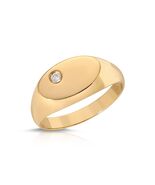 14K. SOLID GOLD SMALL OVAL HORIZONTAL OVAL SIDEWAYS OVAL DISK SIGNET RIN... - €500,77 EUR