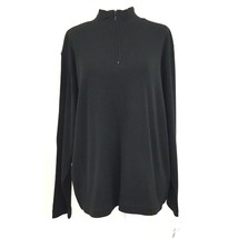 Liz Claiborne Women&#39;s Large Long Sleeve 1/4 Zip Mock Neck Knit Top Black NEW - £15.56 GBP
