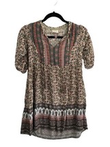 KNOX ROSE Womens Dress Floral Peasant Boho Hippie Orange Green Size XS - £10.71 GBP