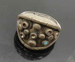 SOUTHWESTERN 925 Silver - Vintage Antique Turquoise Band Ring Sz 6.5 - RG18715 - £52.80 GBP