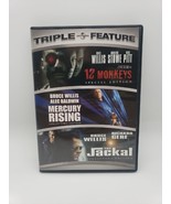12 Monkeys Mercury Rising The Jackal (DVD, 2008, 3-Disc Set BRUCE WILLIS... - £5.29 GBP