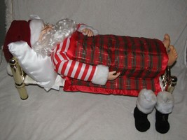 Vintage CHRISTMAS Animated Sleeping Santa With Sound Brass Bed Grandeur Noel - £79.12 GBP