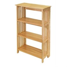 4-Shelf Wooden Folding Bookcase Storage Shelves in Natural Finish - £182.75 GBP