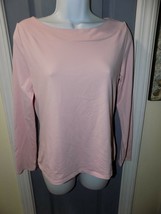 Apostrophe Stretch Pink Solid Bateau Neckline Long Sleeve Shirt Size M (10/12) - $21.90