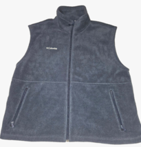 Columbia Vest Mens XXL 2XL Navy Full Zip Fleece w Zip Up Pockets Logo - $19.34