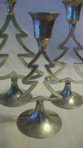 SET OF THREE CHRISTMAS TREE SILVERPLATED CANDLE HOLDERS - £31.50 GBP