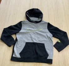 Kid&#39;s Nike Air Hoodie Size Large Gray/Black Neon Green Swoosh Sweatshirt - £14.70 GBP