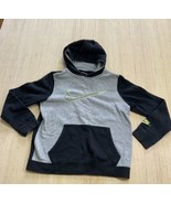 Kid&#39;s Nike Air Hoodie Size Large Gray/Black Neon Green Swoosh Sweatshirt - $25.23 CAD