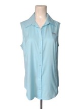 Columbia PFG Womens Vented Shirt Size L Aqua Blue Sleeveless Fishing Bre... - £11.38 GBP