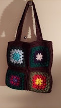 Two Faced Purple/Green shoulder/tote bag, size 16 x 16 inches - £16.08 GBP