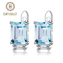 Gem&#39;s Ballet Natural Sky Blue Topaz 100% 925 sterling silver Clip Earrings Class - £31.47 GBP