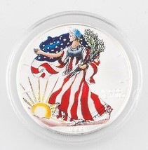 1999 1oz águila De Plata Americana Pintada Con Estuche Y Certificado - $82.93