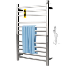 VEVOR Heated Towel Rack Towel Heater Warmer 12-Bar Mirror Polished Steel... - £151.41 GBP