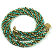Avon Fashion Accents In Jewelry Faux Turquoise Rope Twist Necklace 70s Vtg 20&quot; - £18.80 GBP