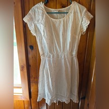 White Lace Trim Dress Merona Size M - $475.17 MXN