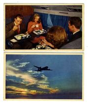 United Airlines DC-6 Postcards Interior Club Car &amp; Mainliner Silhouette  - $11.88