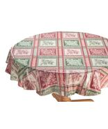 Festive Poinsettia Patchwork Jacquard Vinyl Tablecloth 70in Round Holida... - $20.05 CAD
