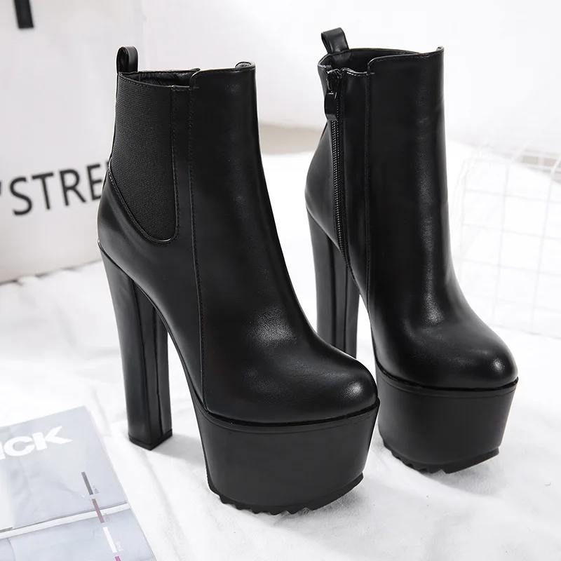   Women&#39;s 2024   16cm Thick Heel Waterproof Platform Boots High Heel Ankle Boots - £92.01 GBP