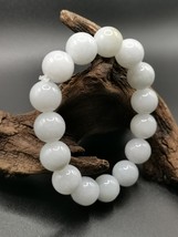 13.00mm Icy Ice White 100% Natural Burma Jadeite Jade Bead Bracelet - £742.74 GBP