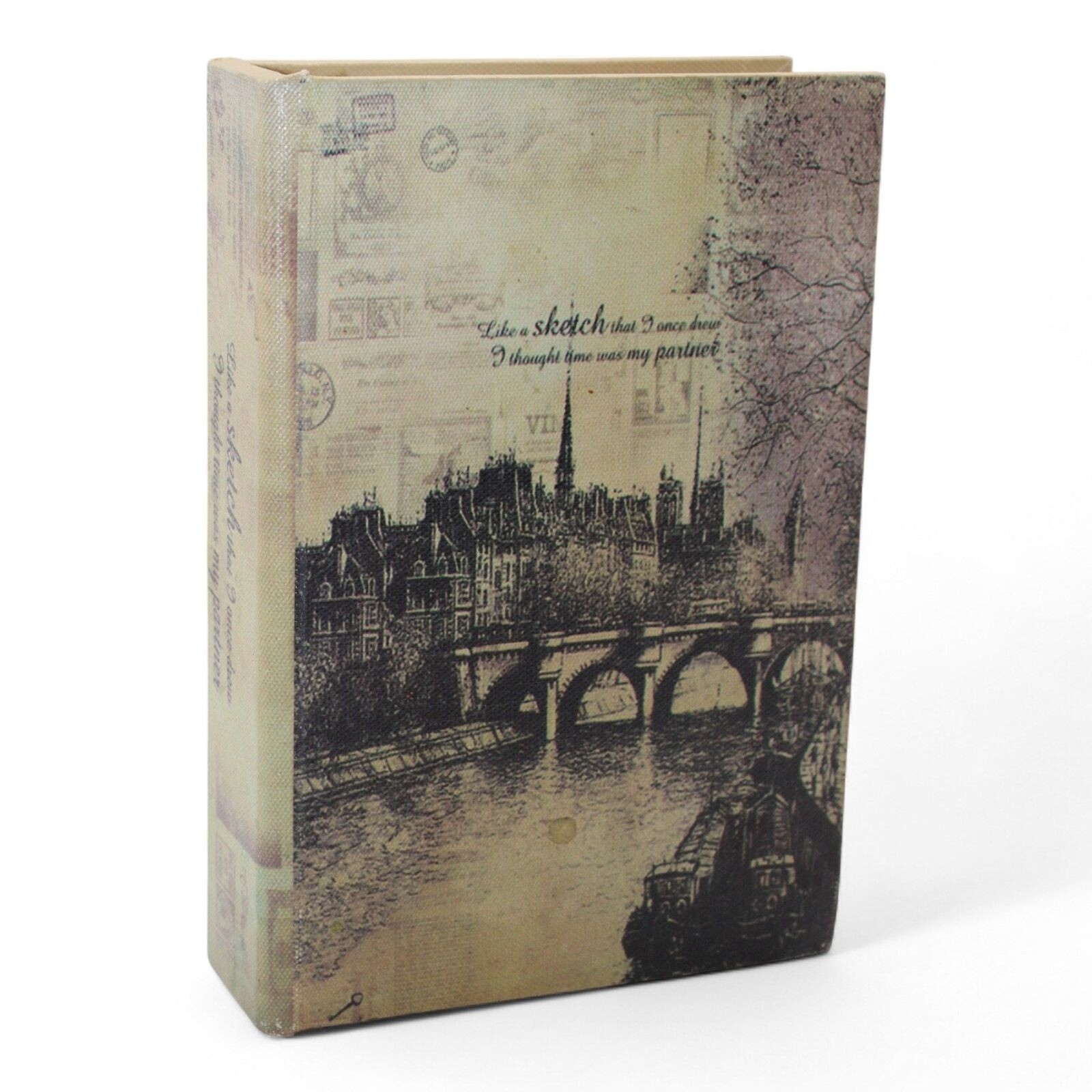 Decorative Hidden Book Safe With Vintage Cityscape Design &amp; Quote - &quot;Lik... - $14.95