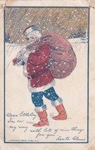 Christmas Santa Claus Dear Little Boy I&#39;m On My Way With Lots Postcard D49 - £2.34 GBP