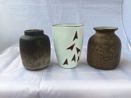 Jaap Ravelli Olandese Artistico Ceramiche Metà Secolo Set Op 3 Litle Vasi - £85.37 GBP