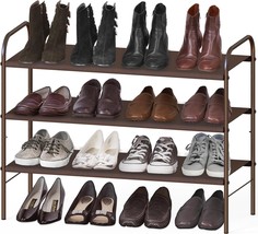Simple Houseware 3-Tier Shoe Rack Storage Organizer, Bronze - £20.68 GBP