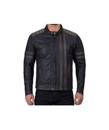 Men Leather Jacket Vintage Biker Café Racer D... - $199.99