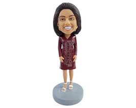Custom Bobblehead Office woman wearng a nice knee length dress and high sandals  - £70.03 GBP