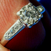 Earth mined Diamond Art Deco Engagement Ring Vintage Platinum Solitaire Size 5 - £1,265.38 GBP