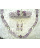 Amethyst Beaded Necklace, Earring, and Barrette Set - $34.00