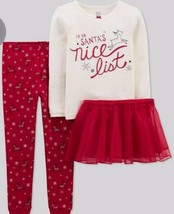 Carters Toddler Girls Size 3T Three Pieces Santa&#39;s Nice List NWT - $10.39