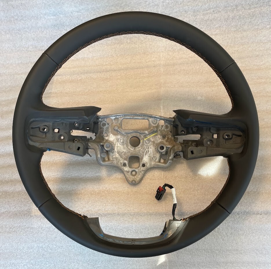 OEM original black leather steering wheel for some GMC trucks. AT4 khaki... - $119.99