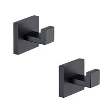 Bath Towel Hooks Matte Black, 2 Pack Stainless Steel Robe Coat And Cloth... - £25.49 GBP