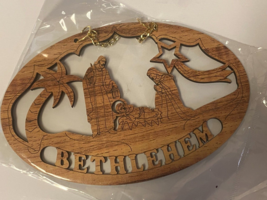 Nativity Scene Wall Sign Carved in  Olive Wood, New from Bethlehem,#HLYLND-046 - £6.18 GBP