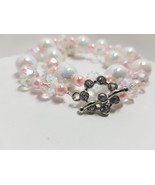 White Luster Ceramic &amp; Pink Glass Pearl Necklace - £25.35 GBP