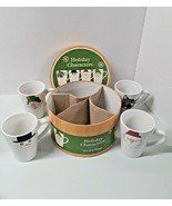 Holiday Christmas Coffee Mugs 4 pc Reindeer Elf Santa Snowman Wendover Lane - $17.72