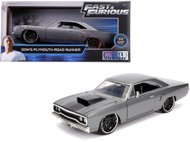Dom&#39;s Plymouth Road Runner Gray Metallic with Black Hood Stripe &quot;Fast &amp; Furious&quot; - £35.37 GBP