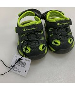 Champion Gray &amp; Neon Green/Yellow Mesh sandals Toddler Baby Shoe Size Sz... - $381.30 MXN