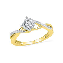 10kt Yellow Gold Womens Round Diamond Solitaire Twist Promise Bridal Ring - £242.77 GBP