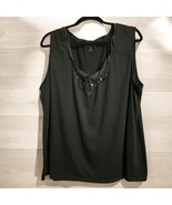 Croft & Barrow Woman's Black Sleeveless Embellished Top - Size 2X - $12.00