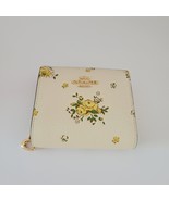 Coach CAP15 Snap Wallet Floral Print Pebbled Leather Small Clutch Chalk ... - €84,03 EUR