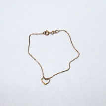 10K Fine Yellow Gold Wrist/Anklet Chain with 14K Gold Heart Pendant - £55.66 GBP