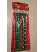 Holiday Traditions 10 Christmas Pencils Set 11217 Snowman Santa Wreath R... - £9.24 GBP