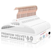 Premium Velvet Baby Hangers 60 Pack, 11.4&#39;&#39; Kids Velvet Hangers, Sturdy ... - £36.76 GBP