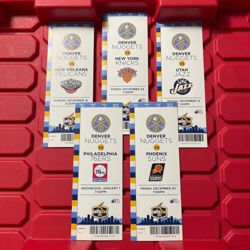 Denver Nuggets NBA Basketball 5 Ticket Stub Lot E 76ers Knicks Suns NOP ... - $8.99